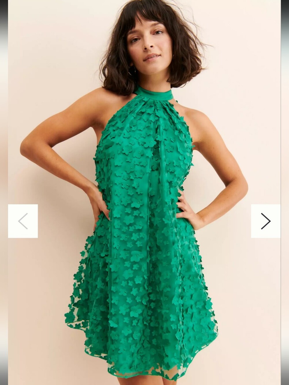 Eva Franco Green Textured Halter Mini Dress